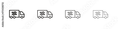 Truck arrow icon set in line style. symbol in outline style
