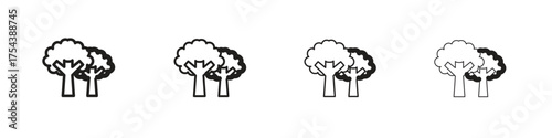 Trees icon set in line style. symbol in outline style
