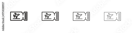 Ticket airline icon set in line style. symbol in outline style