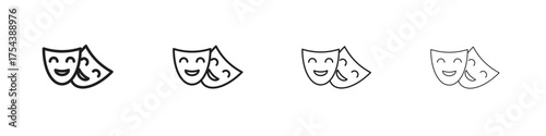 Theater masks icon set in line style. symbol in outline style