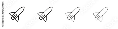 Space shuttle icon set in line style. symbol in outline style