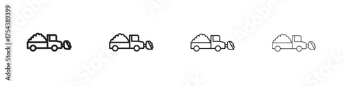 Snowplow icon set in line style. symbol in outline style