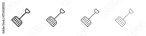 Snow shovel icon set in line style. symbol in outline style