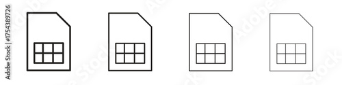 Sim card icon set in line style. symbol in outline style