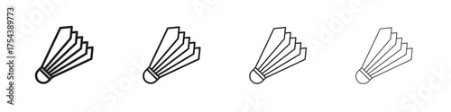 Shuttlecock icon set in line style. symbol in outline style