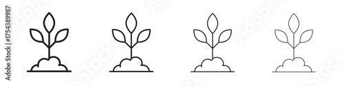 Seedling icon set in line style. symbol in outline style