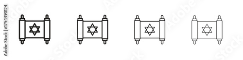 Scroll Torah icon set in line style. symbol in outline style