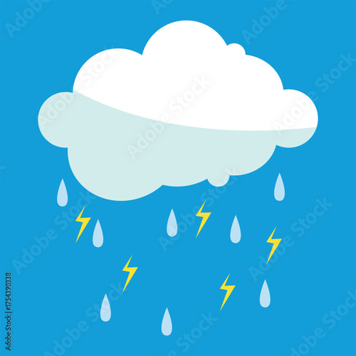 Cloud with Thunderstrom and Rain Vector Design