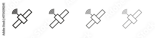 Satellite icon set in line style. symbol in outline style