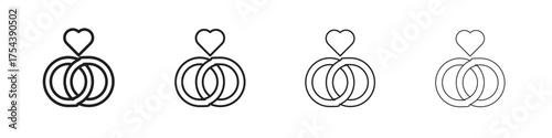 Ring icon set in line style. symbol in outline style