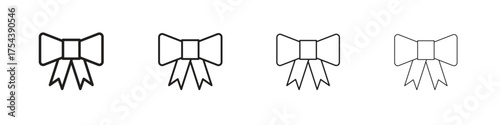 Ribbon icon set in line style. symbol in outline style