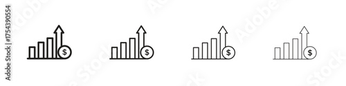 Revenue icon set in line style. symbol in outline style