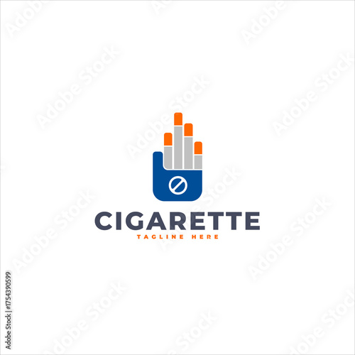 Stylized Quit Smoking Cigarette Logo Template Brand