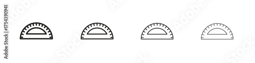 Protractor icon set in line style. symbol in outline style