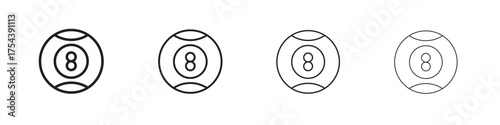 Pool 8 ball icon set in line style. symbol in outline style