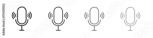 Podcast icon set in line style. symbol in outline style