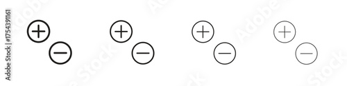 Plus minus icon set in line style. symbol in outline style