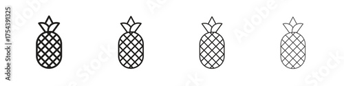 Pineapple icon set in line style. symbol in outline style