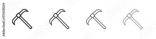 Pickaxe icon set in line style. symbol in outline style