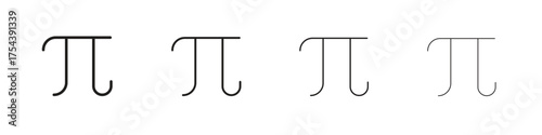 Pi icon set in line style. symbol in outline style