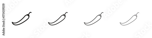 Pepper icon set in line style. symbol in outline style