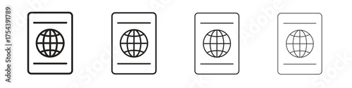 Passport icon set in line style. symbol in outline style