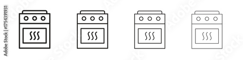 Oven icon set in line style. symbol in outline style