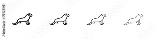 Otter icon set in line style. symbol in outline style