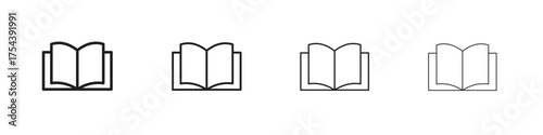 open book icon set in line style. symbol in outline style