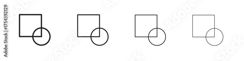 Object intersect icon set in line style. symbol in outline style