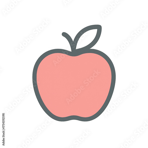 A Simple Icon of Red Apple: A fresh, minimalistic representation of an apple, perfect for various design uses. The image shows a perfect example of health and simplicity.