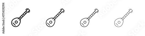 Mandolin icon set in line style. symbol in outline style