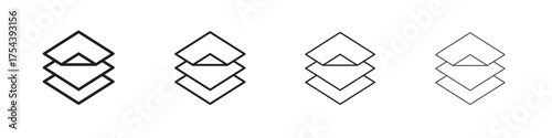 Land layers icon set in line style. symbol in outline style