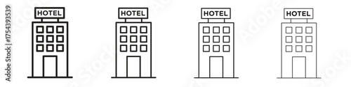 hotel icon set in line style. symbol in outline style