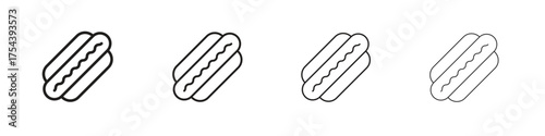 Hotdog icon set in line style. symbol in outline style