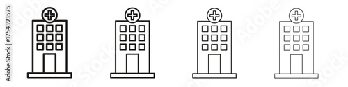 Hospital icon set in line style. symbol in outline style