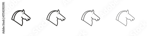 Horse icon set in line style. symbol in outline style