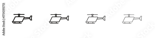 Helicopter icon set in line style. symbol in outline style