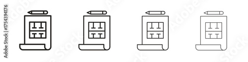 Floor plan icon set in line style. symbol in outline style