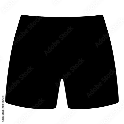 Black short shorts silhouette icon on white background, apparel clothing symbol