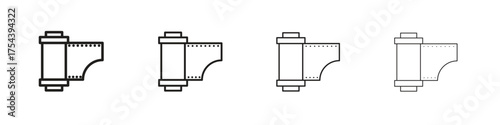 Film canister icon set in line style. symbol in outline style