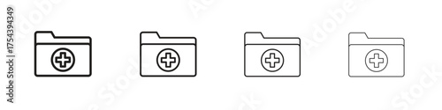 File medical icon set in line style. symbol in outline style