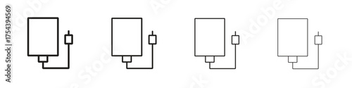 External hard drive icon set in line style. symbol in outline style