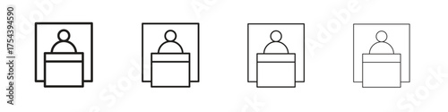 Exhibitor icon set in line style. symbol in outline style