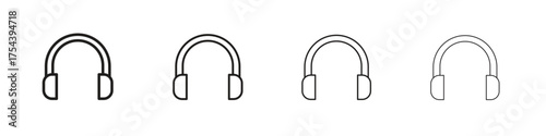 Ear muffs icon set in line style. symbol in outline style