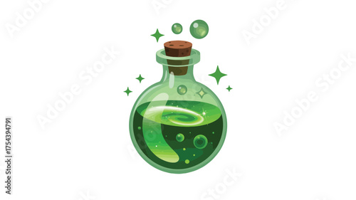 Green potion bottle illustration vector design isolated on white background for game asset or magical theme
