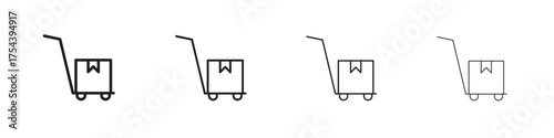 Dolly flatbed icon set in line style. symbol in outline style