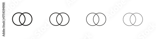 Diagram venn icon set in line style. symbol in outline style