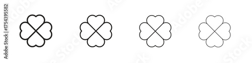 Clover icon set in line style. symbol in outline style