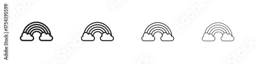 Cloud rainbow icon set in line style. symbol in outline style